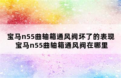 宝马n55曲轴箱通风阀坏了的表现 宝马n55曲轴箱通风阀在哪里